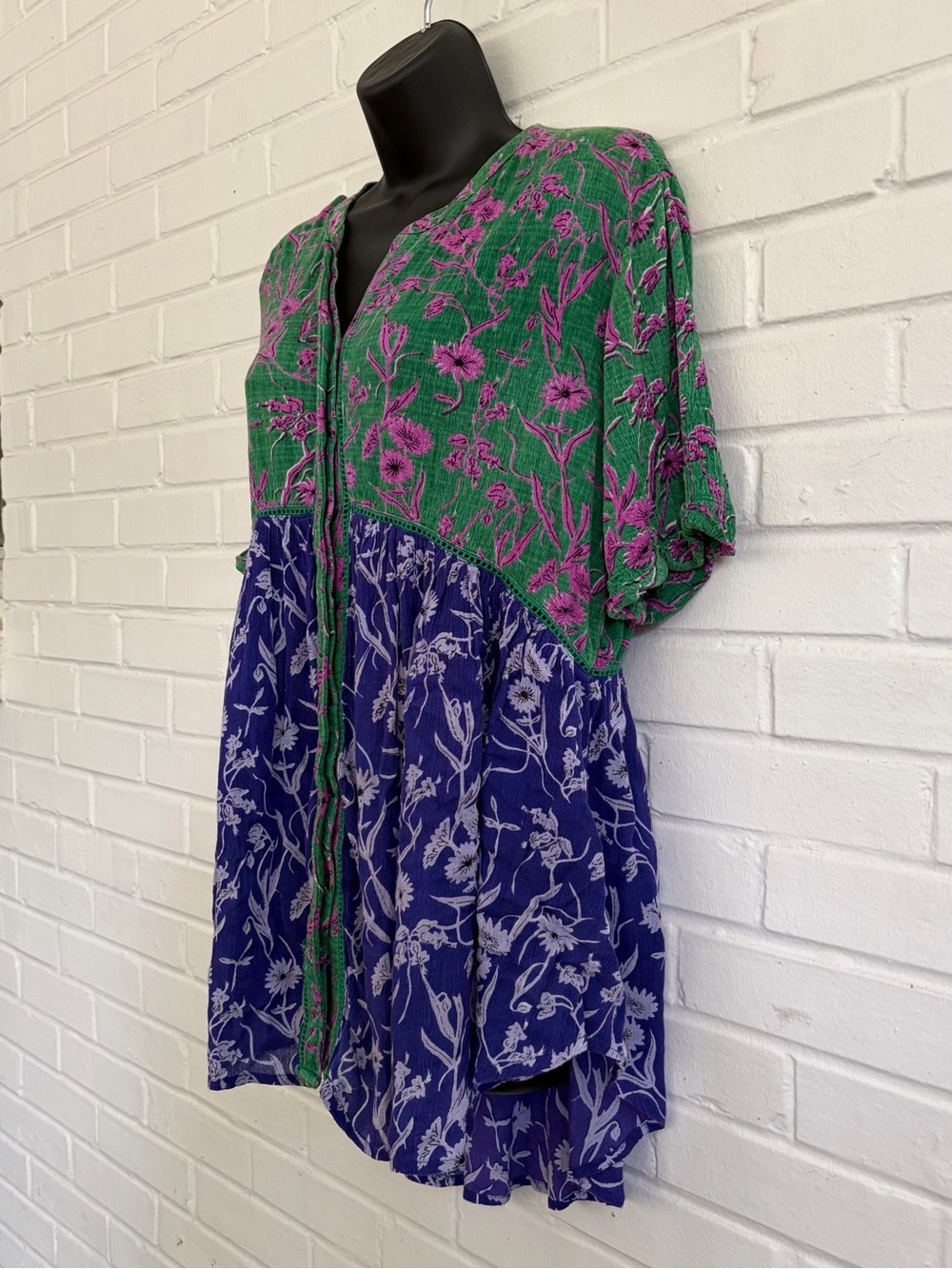 Anthropologie Akemi + Kin Veria Tunic in Green & Blue Floral Print, SZ S - Picture 5 of 10